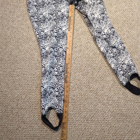 ASOS 4505 Ski Snow Pants Womens 6 Black White Stirrup Snowboard Leopard Print - Picture 2 of 6